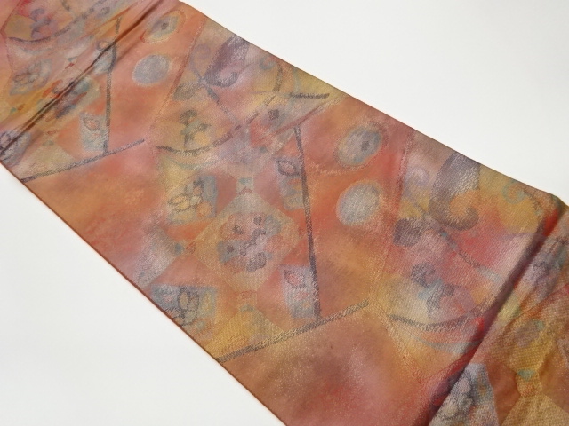 JAPANESE KIMONO / VINTAGE FUKURO OBI / WOVEN ABSTRACT FLOWER